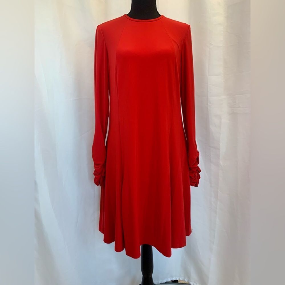 LAUREN Ralph Lauren red Jersey Fit-and-Flare Dress Sz 8 NWOT - Picture 4 of 14